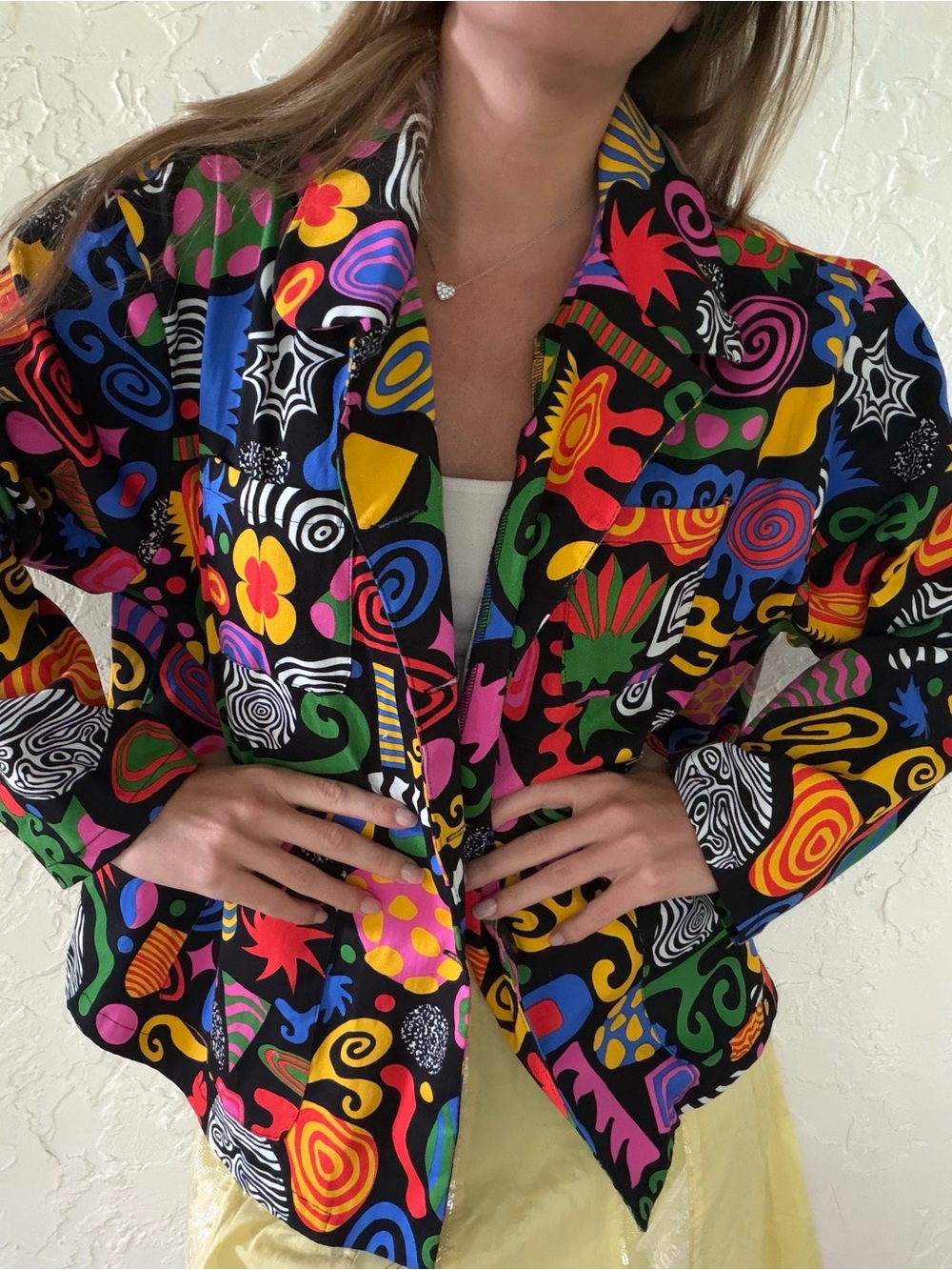 Nooworks Party Print Button Down Shirt with Bright Multicolor Print